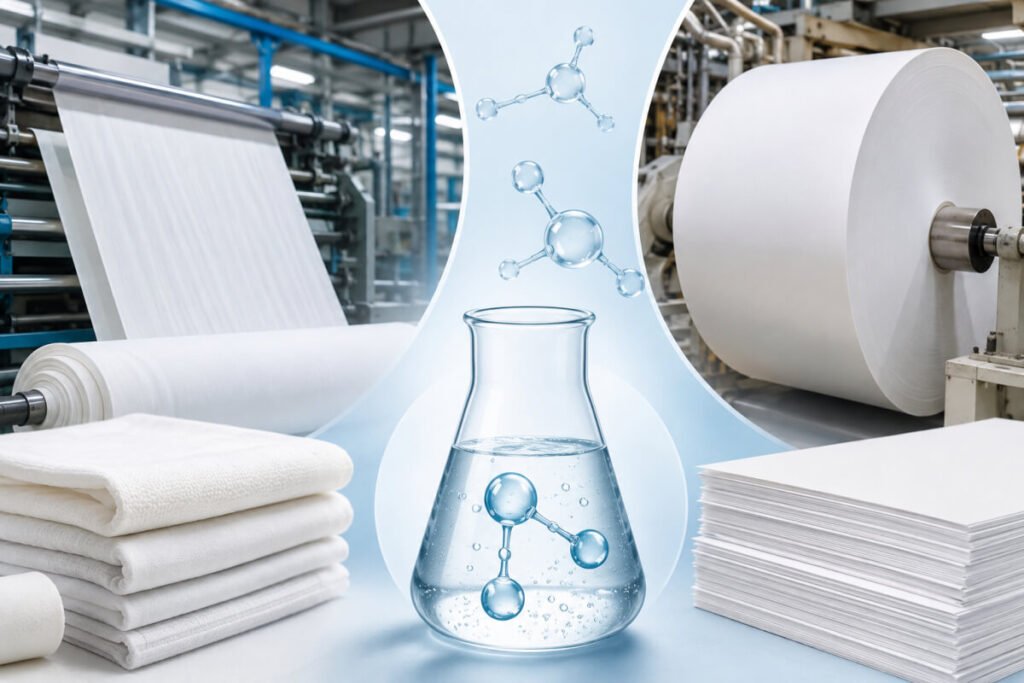 hydrogen peroxide as a bleaching agent in textile & paper industries
